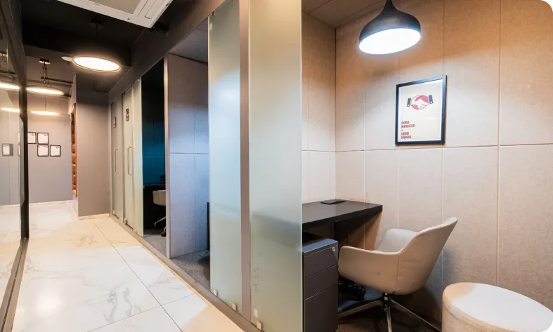 Dedicated desk shared coworking space at Karma Workspaces Ahmedabad