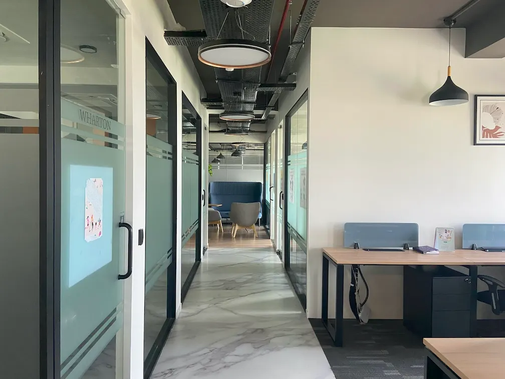 Coworking space on the 10th floor at Karma Workspaces, Ahmedabad