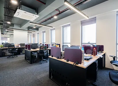 Small team office space on the 8th floor at Karma Workspaces, Ahmedabad
