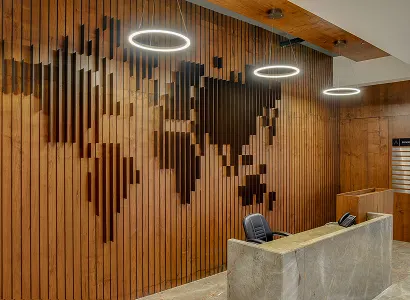 Ground floor reception area at Karma Workspaces, Ahmedabad