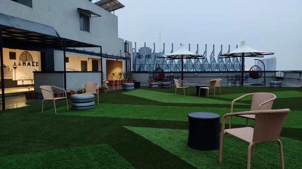 Terrace area at Karma Workspaces coworking space, Ahmedabad